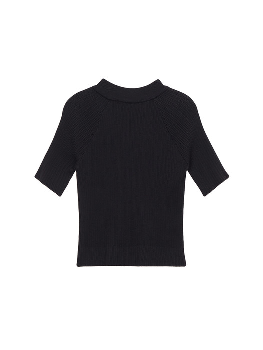 HALF TURTLE NECK FITTED KNIT IN BLACK
