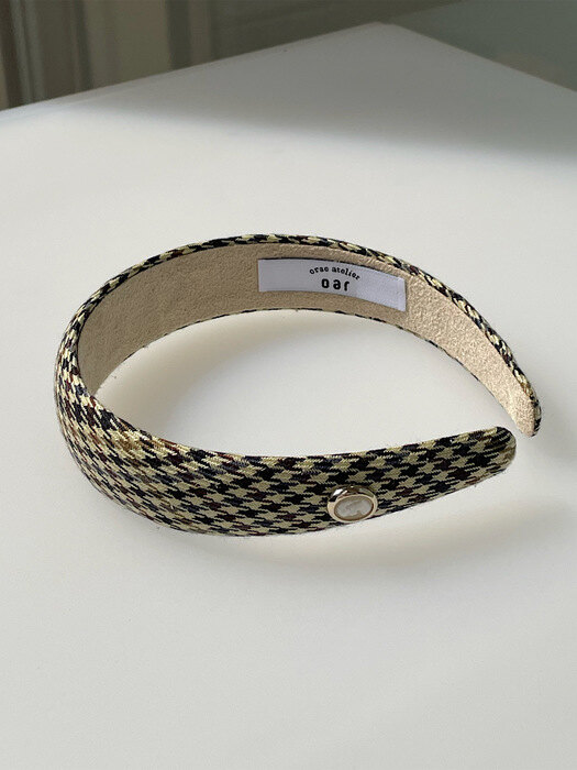 [단독] Vintage Mood Cameo Hound Check Volume HairBand [Brown]