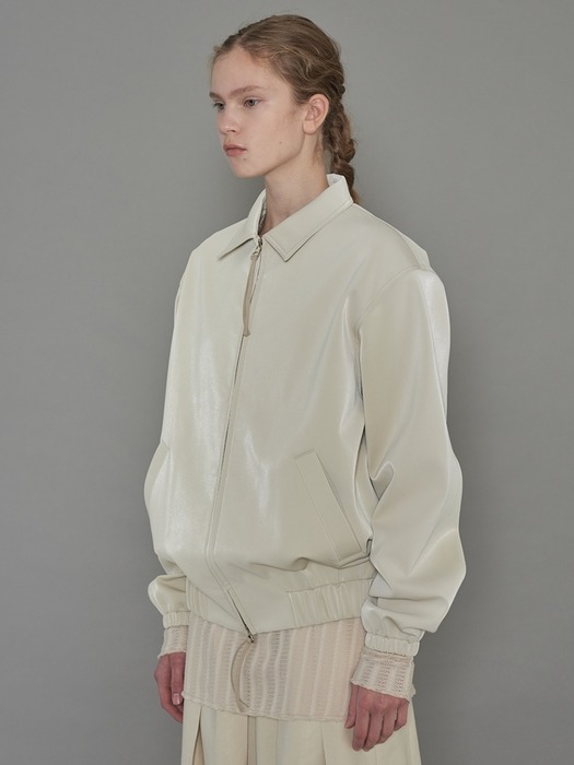 GLOSSY LEATHER BLOUSON (ivory)