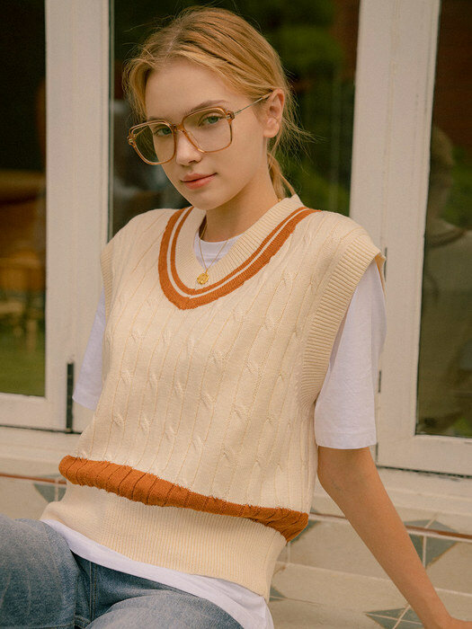 KN4206 Blend knit vest_Cream