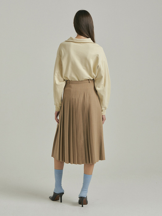 Wool Pleated Skirt_BEIGE