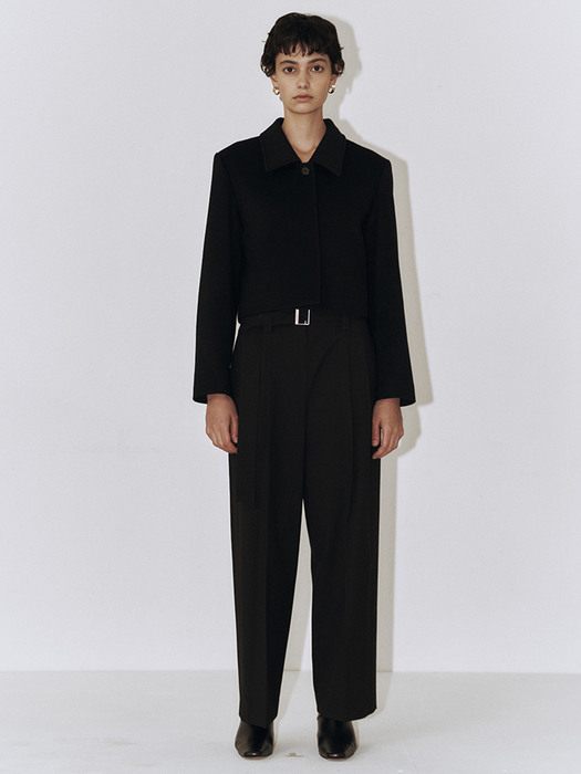 Semi Low-rise Belted Trousers_Black