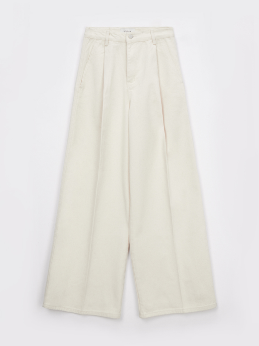 ONE TUCK COTTON WIDE PANTS_IVORY