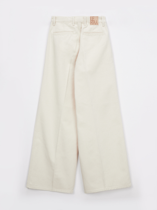 ONE TUCK COTTON WIDE PANTS_IVORY