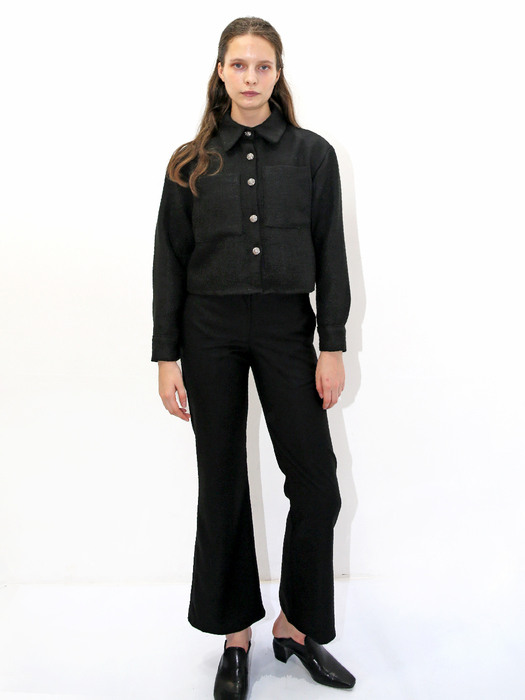 트위드 크롭 블랙 셔츠_Tweed Crop Black Shirt