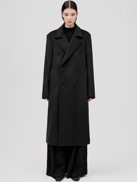 Oversized Double Long Coat - Black (FL-009)