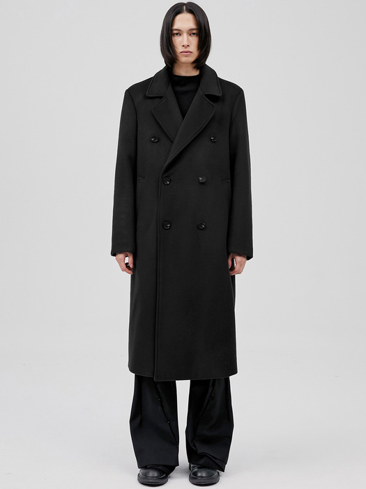 Oversized Double Long Coat - Black (FL-009)