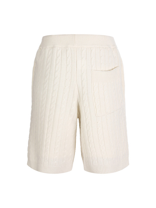  cable wool cash knit pants _white