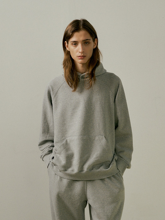 Snap sweat hoodie (gray)