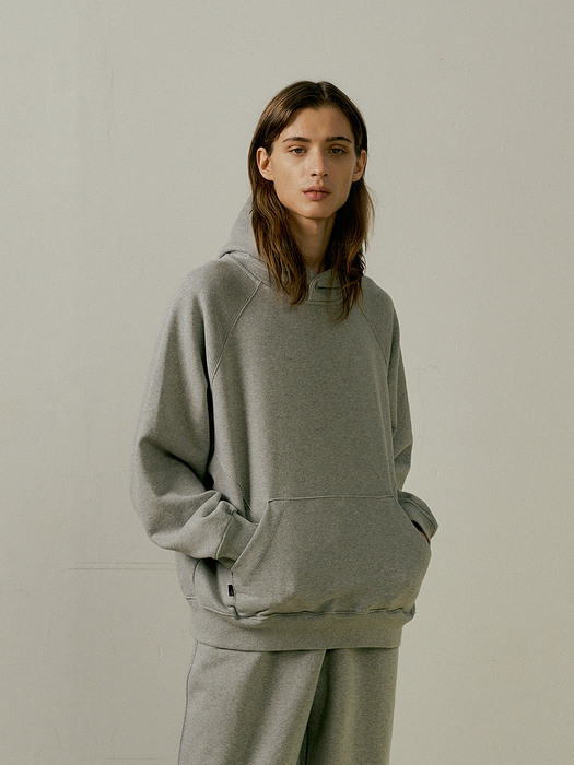 Snap sweat hoodie (gray)