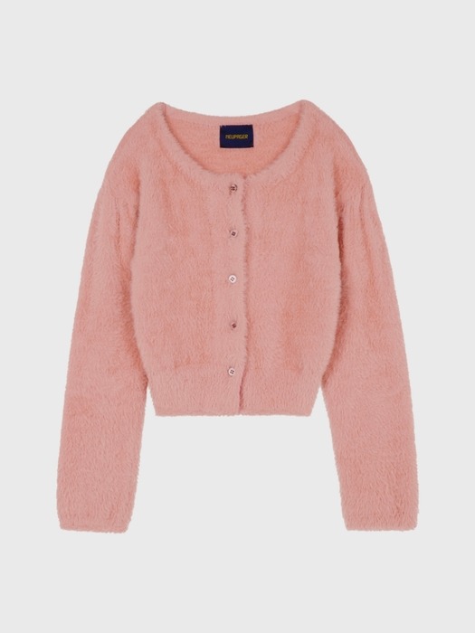 hairy knit cardigan - pink