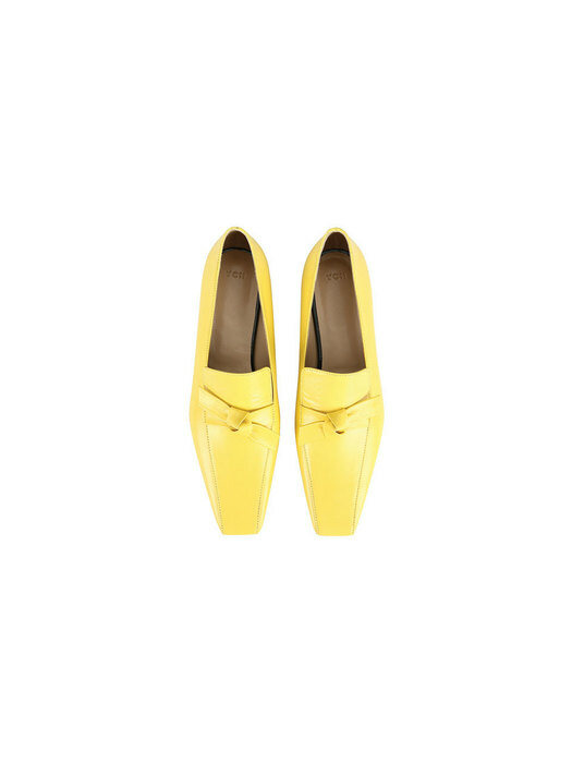 STRETCH BOW-EMBELISHED LEATHER LOAFERS (YELLOW)