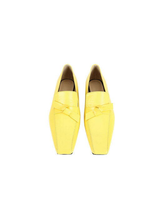 STRETCH BOW-EMBELISHED LEATHER LOAFERS (YELLOW)