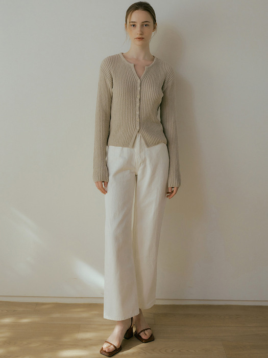 116 button knit cardigan (gray beige)