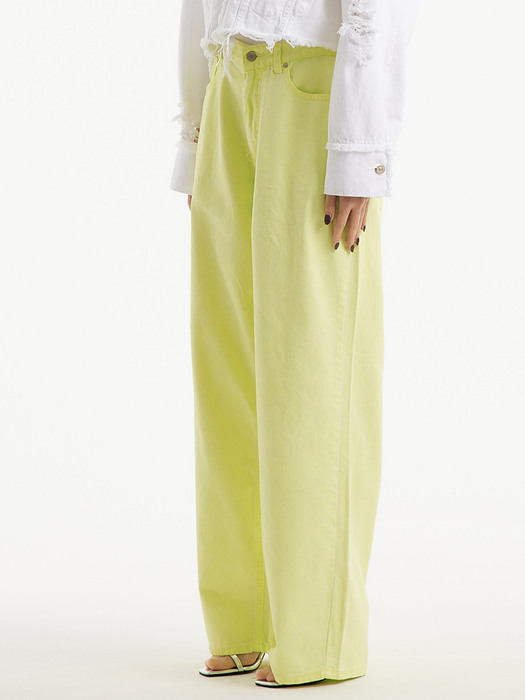 UP-387 와이드 핏 피그먼트팬츠 라임_WIDE FIT PIGMENT PANTS LIME