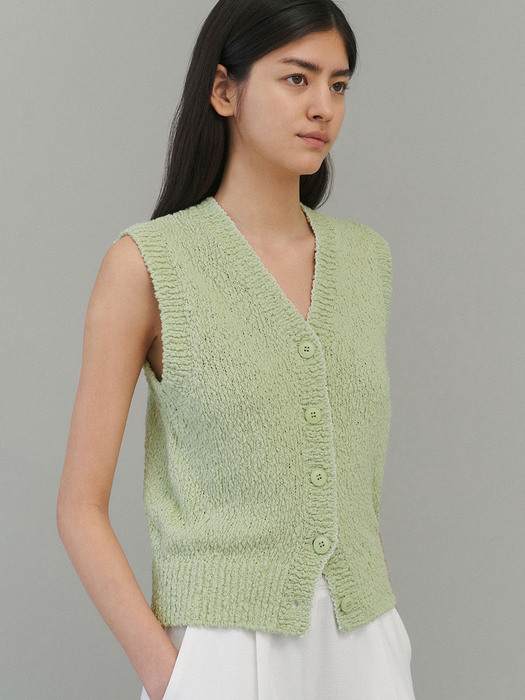 Picotee knit vest (light green)