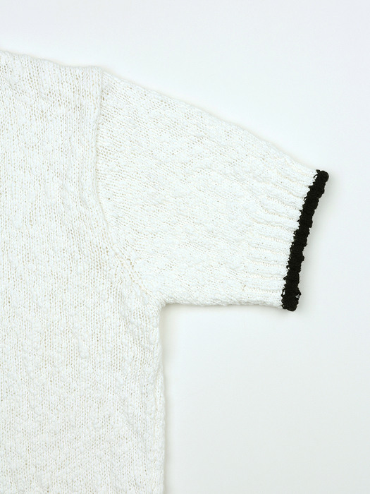 Line Color Block Knit Top[LMBCSPKN183]-Ivory