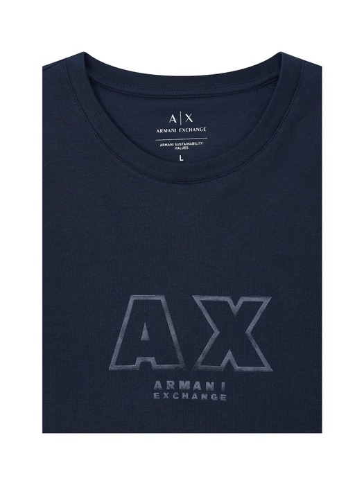 AX 남성 로고 포인트 코튼 티셔츠_네이비(A413130010)