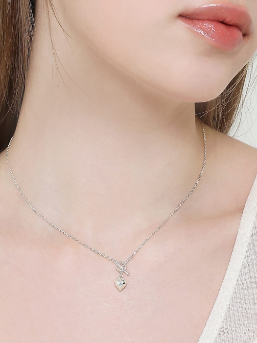 [aube] Mini Heart Toggle Bar Silver Necklace AN08