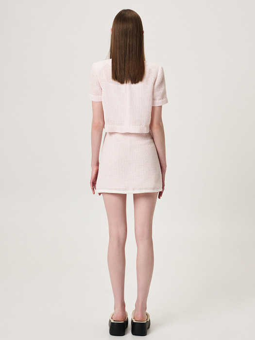 Summer Tweed Mini Skirt, Pink