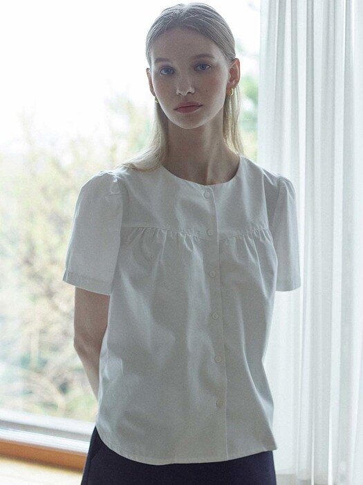 Julia Shirring Blouse - White