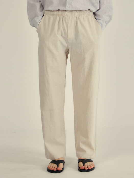 linen bio-washing banding pants(6col)