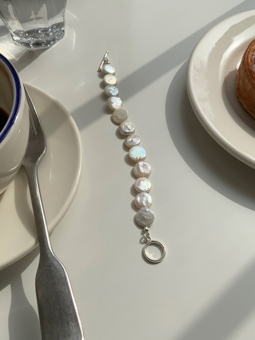 [SILVER925] Button Pearl bracelet
