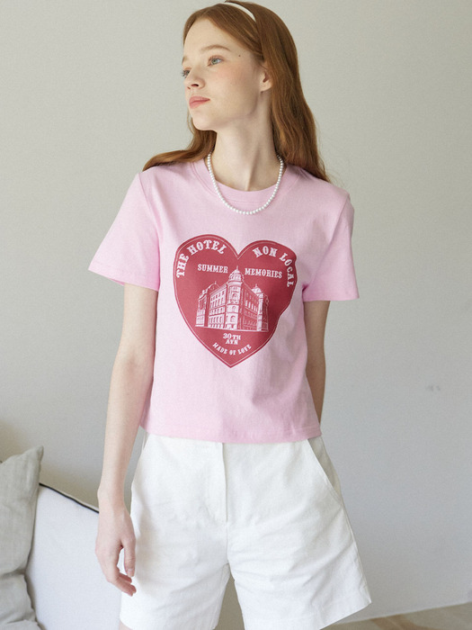 Heart Silhouette T-shirt - Pink