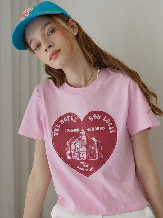 Heart Silhouette T-shirt - Pink
