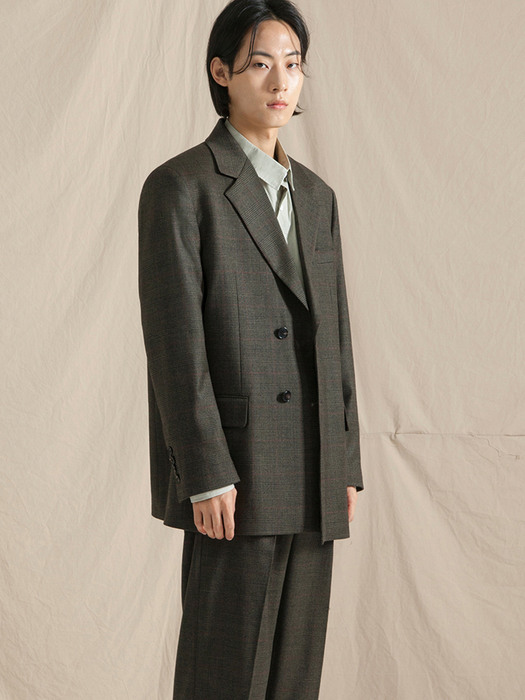 moonvim single blazer (khaki check)