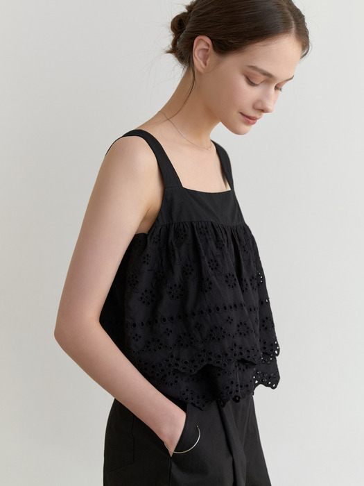 Trimming lace blouse (black)