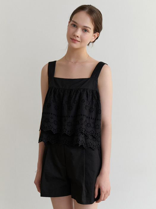 Trimming lace blouse (black)