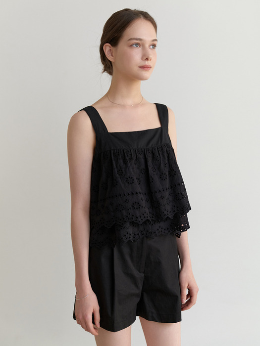 Trimming lace blouse (black)