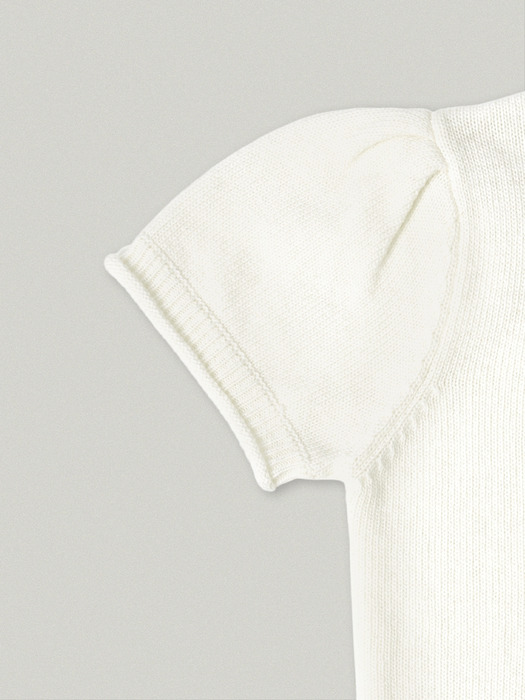 V NECK HALF SLEEVE PUFF KNIT [IVORY]