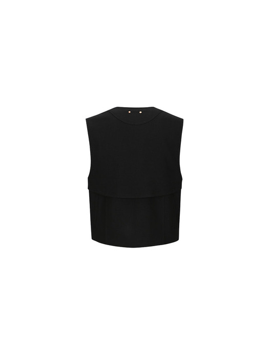 WOOL V-NECK ZIP-UP VEST atb1047m(BLACK)