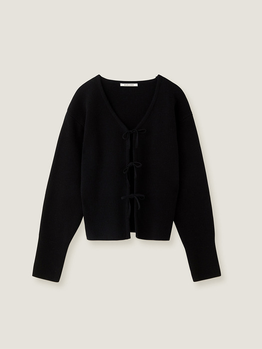 Ribbon point knit cardigan - Black