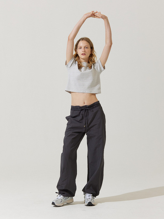 Tep two pocket string wide pants - charcoal