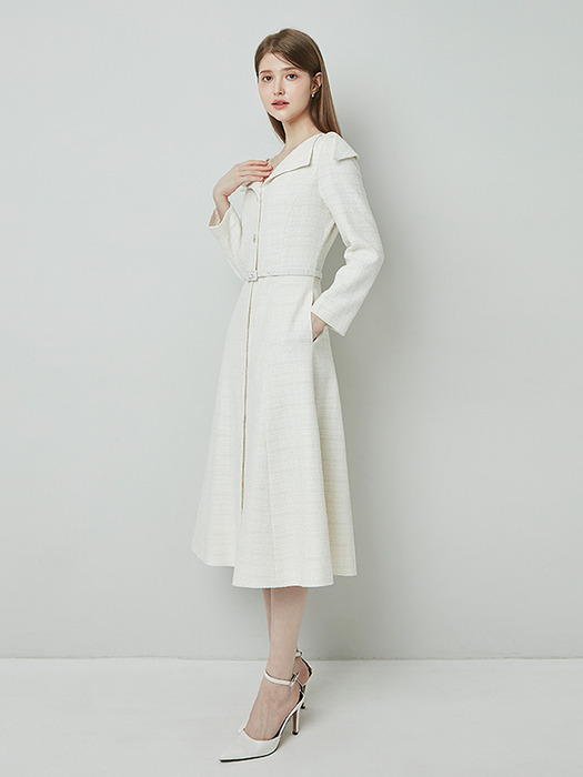 VICTORIA tweed dress_Ivory