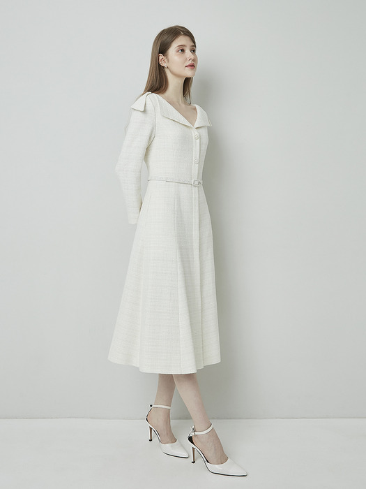 VICTORIA tweed dress_Ivory