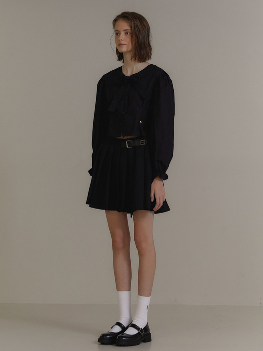 ANOETIC BUCKLE PLEATS WRAP SKIRT_BLACK