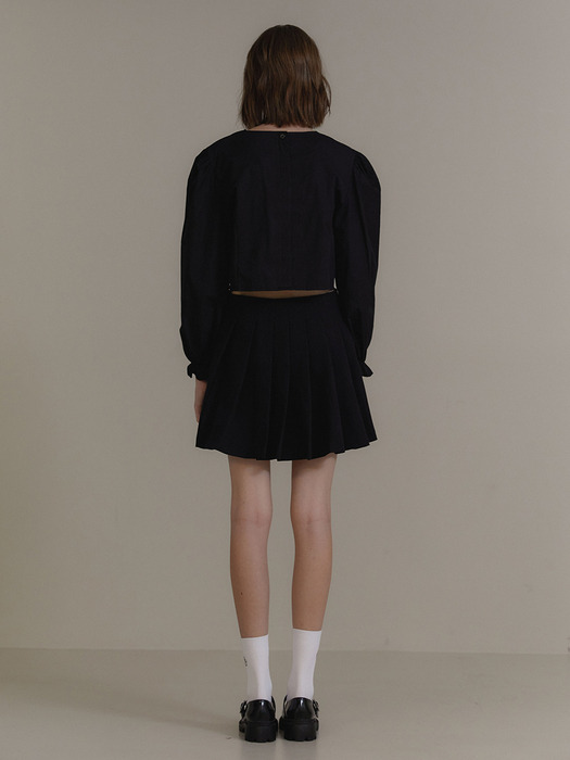 ANOETIC BUCKLE PLEATS WRAP SKIRT_BLACK