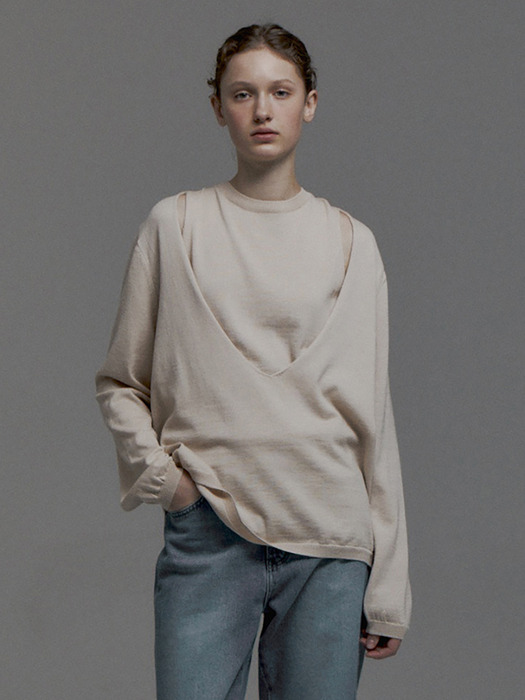 Layered Loose Knit(Light beige)