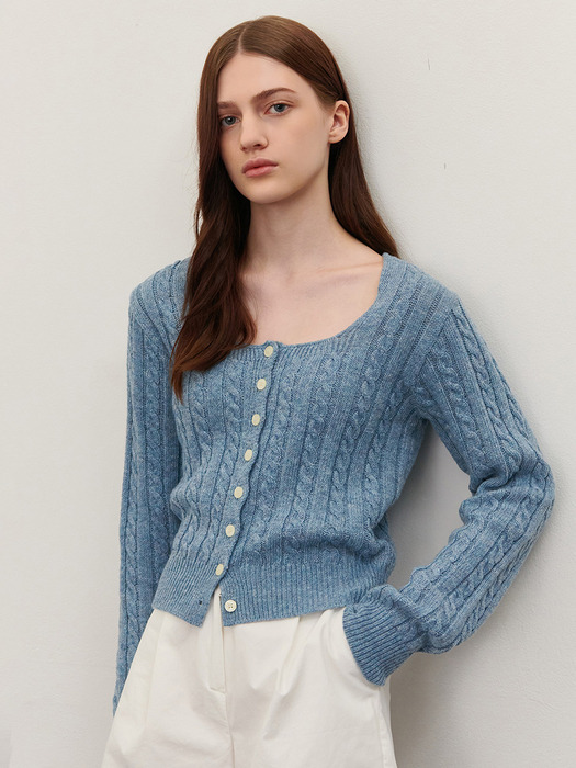 SQUARE NECK CABLE KNIT 4COLOR