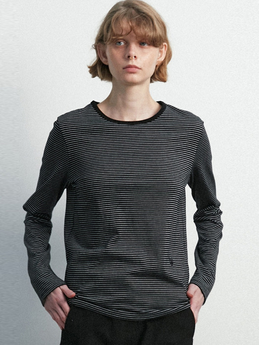 Marine Stripe Long Sleeve T / Black