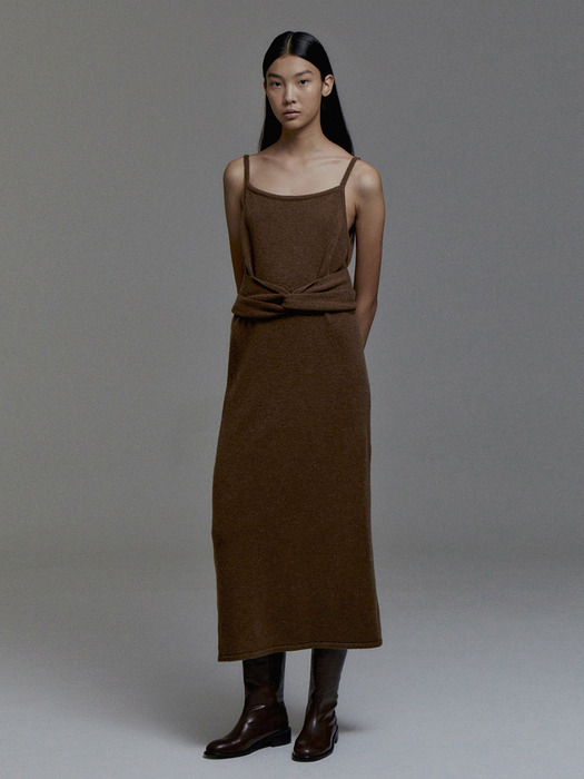 Mufler Knit Dress(Brown)