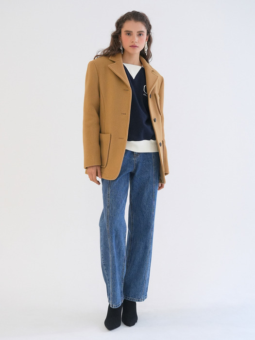 WOOL BLAZER COAT / CAMEL