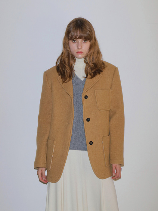 WOOL BLAZER COAT / CAMEL