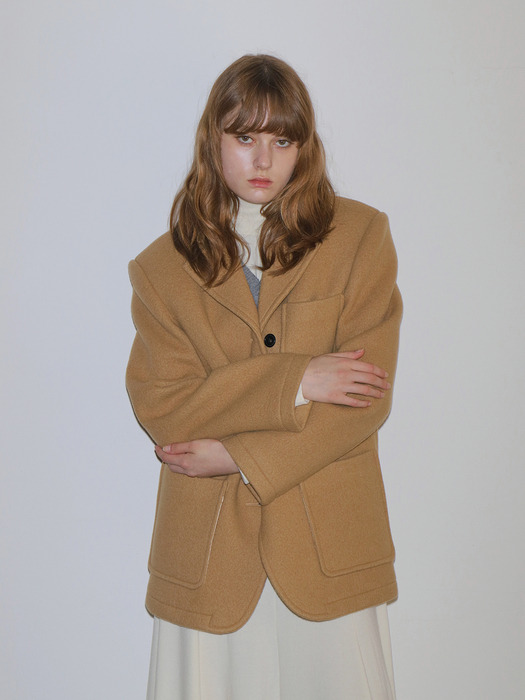 WOOL BLAZER COAT / CAMEL