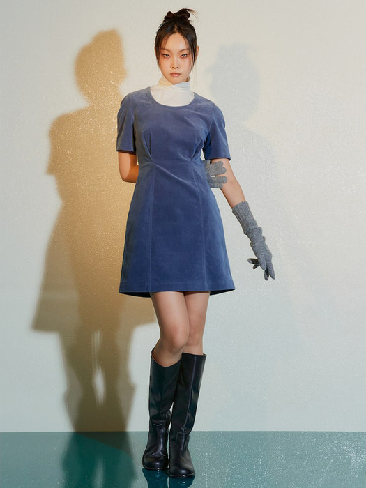 Puff Sleeve Mini Dress  Pastel Blue (KE3X71M01Q)