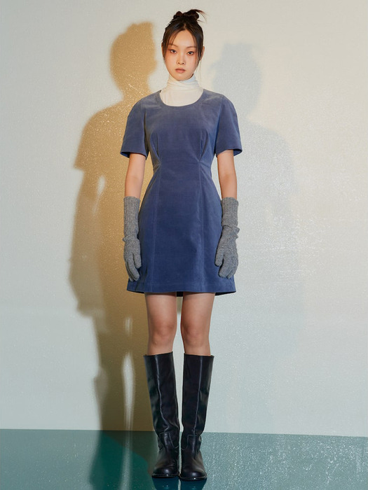 Puff Sleeve Mini Dress  Pastel Blue (KE3X71M01Q)